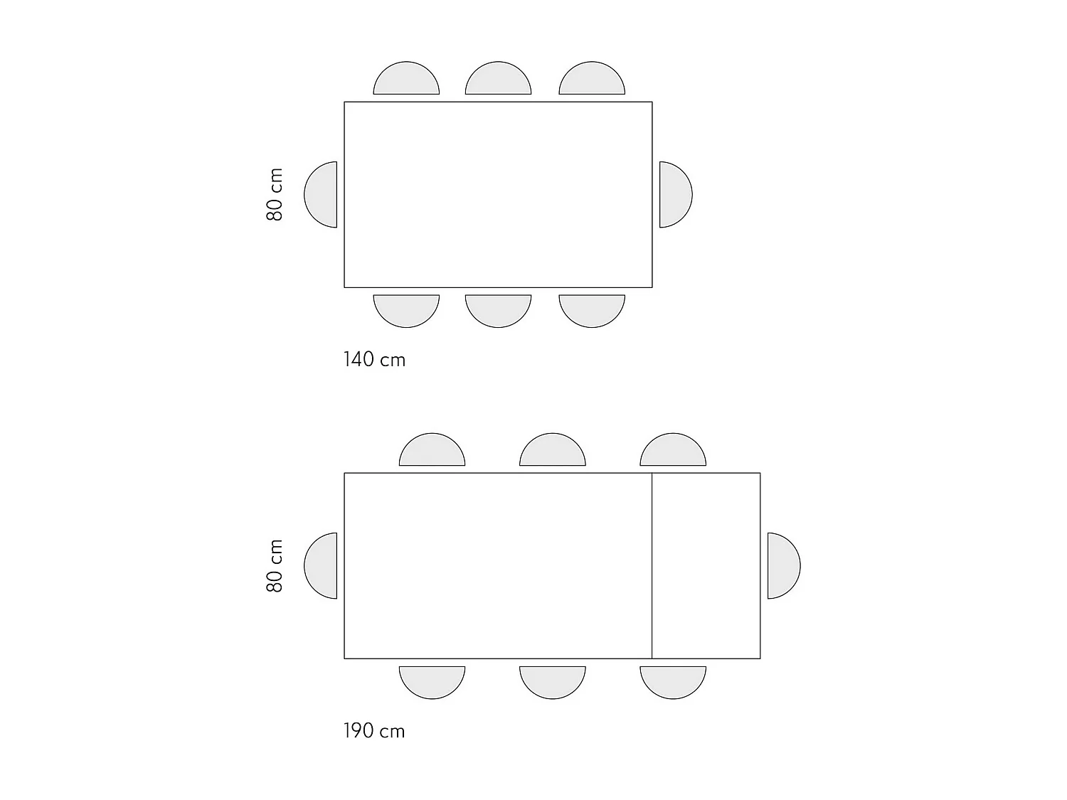 Table en bois, effet chêne, base blanche, 140x80-190x80cm - TROPEA