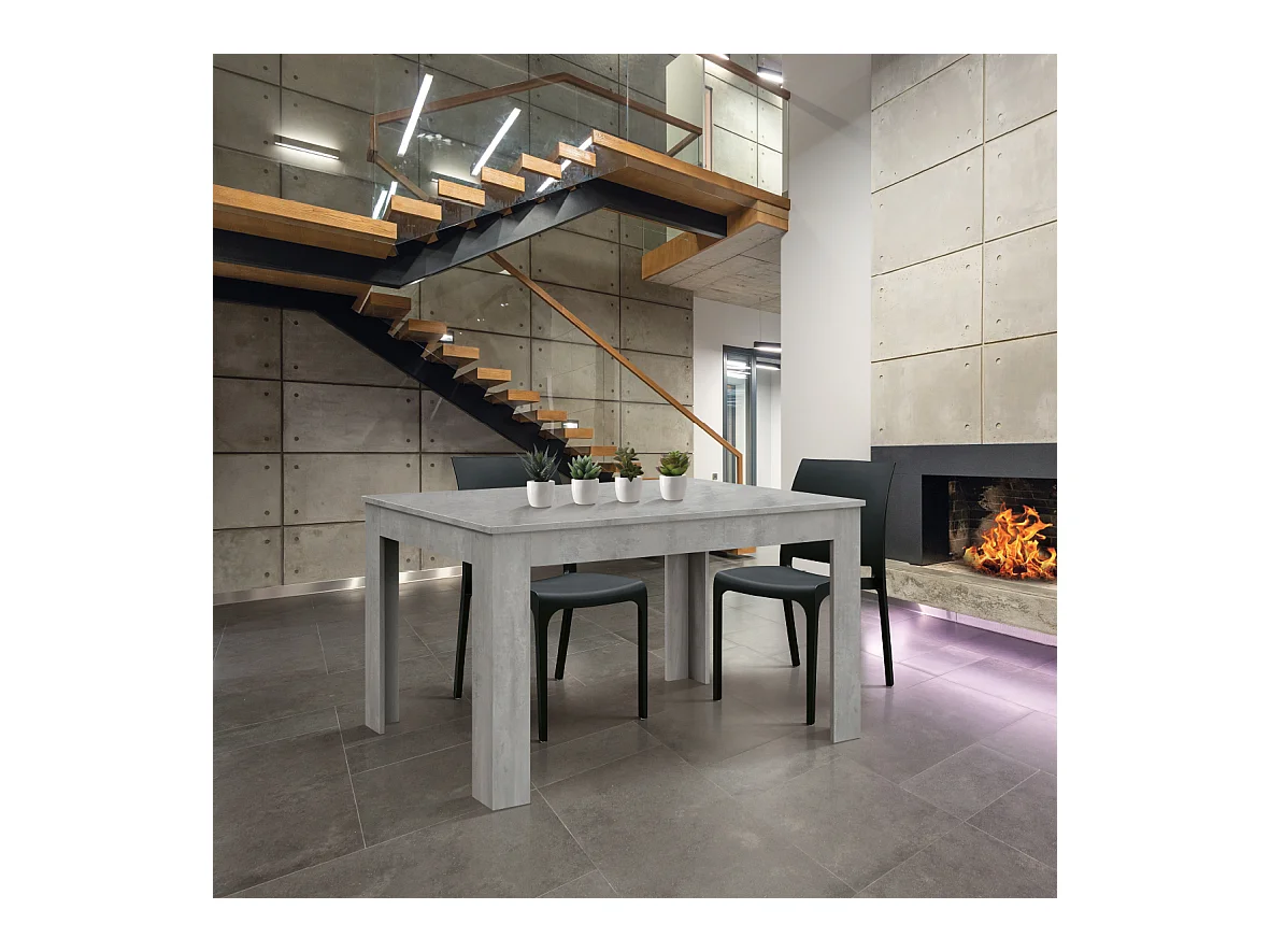 Table en bois finition gris ciment, extensible 140×90-220×90 cm - LIPARI