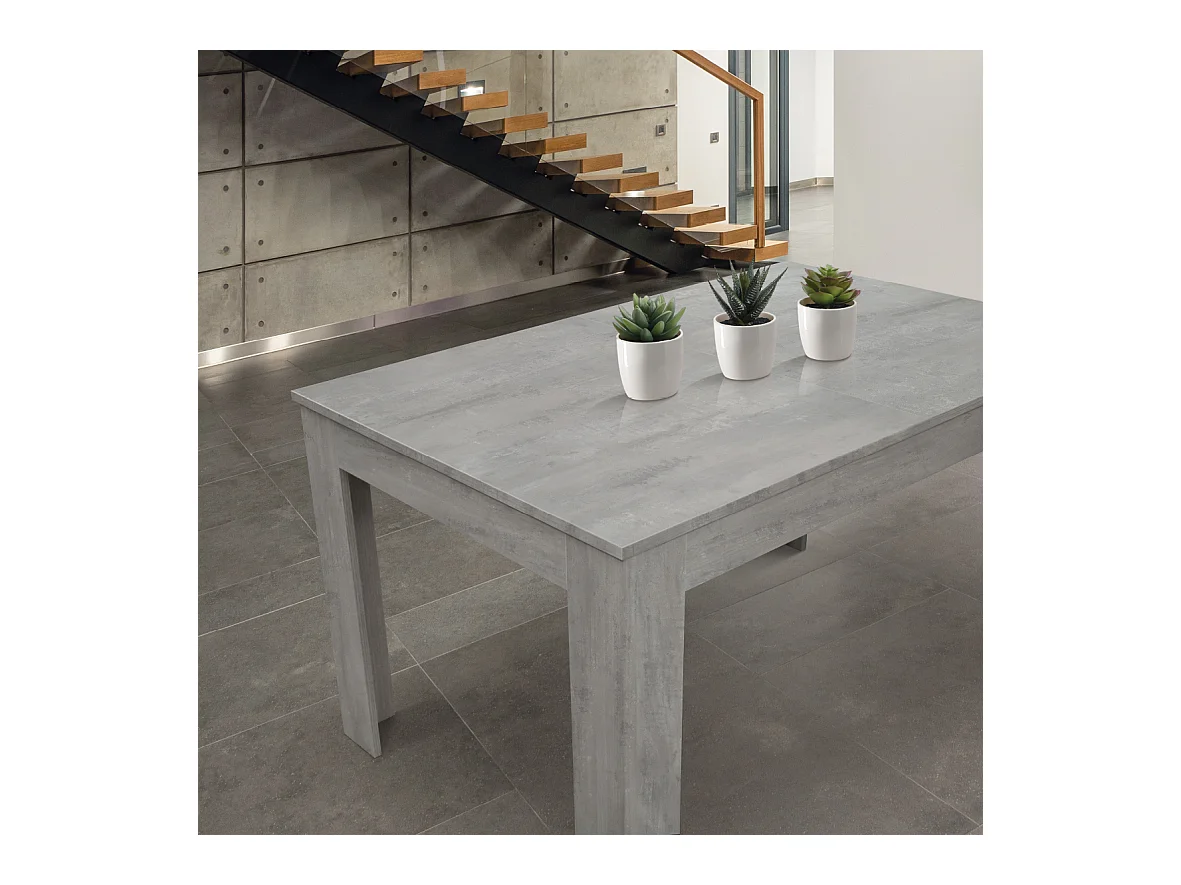 Table en bois finition gris ciment, extensible 140×90-220×90 cm - LIPARI