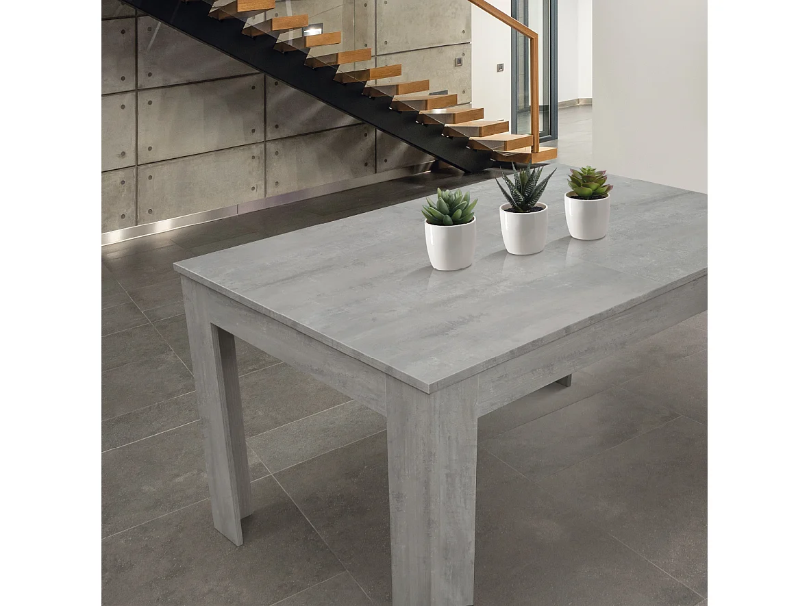 Zementgrau lackierter Holztisch, ausziehbar 140×90-220×90 cm - LIPARI