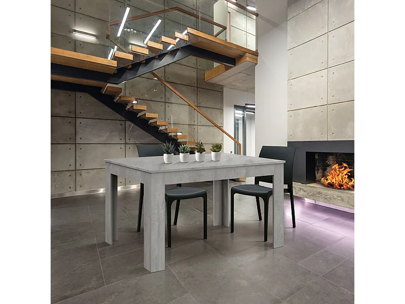 Table en bois finition gris ciment, extensible 140×90-220×90 cm - LIPARI