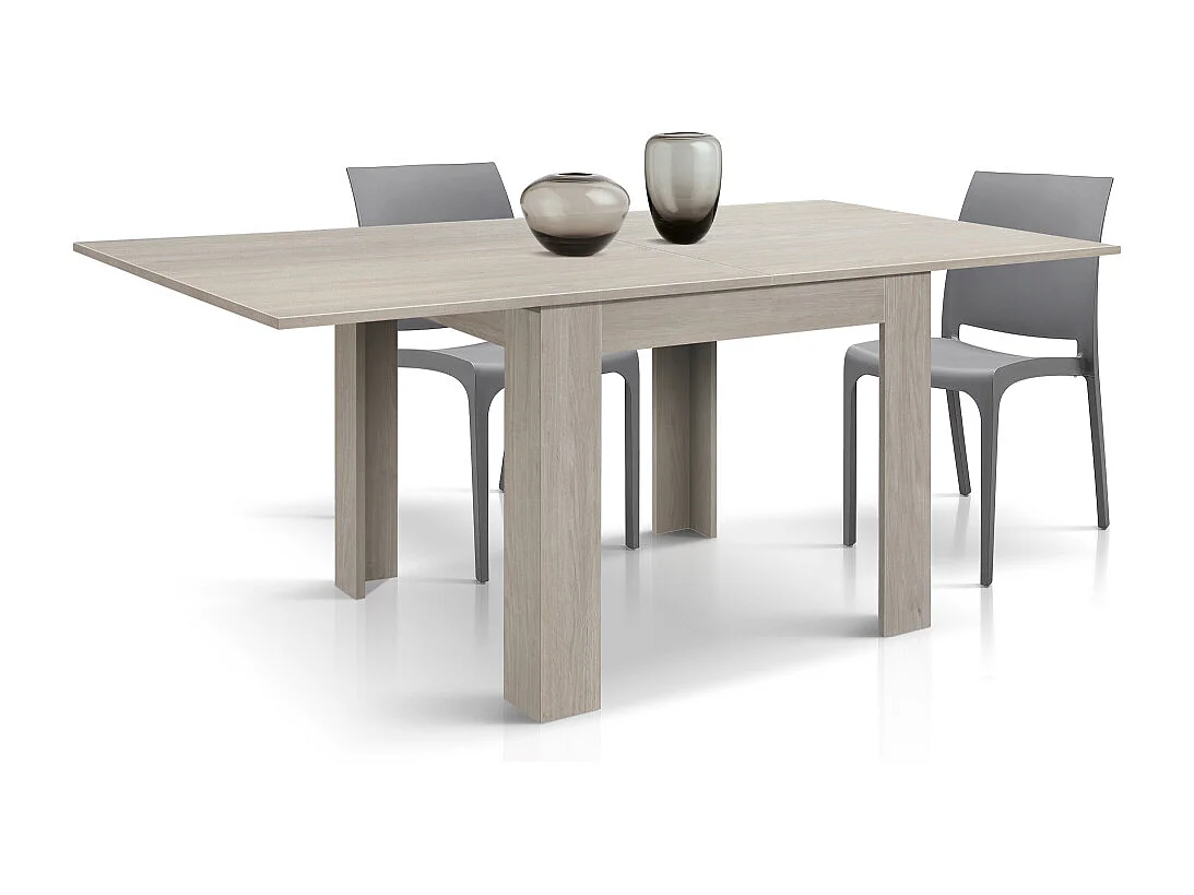 Table en orme perlé, rallonge pliante 90×90 cm - 180×90 cm - LIPARI