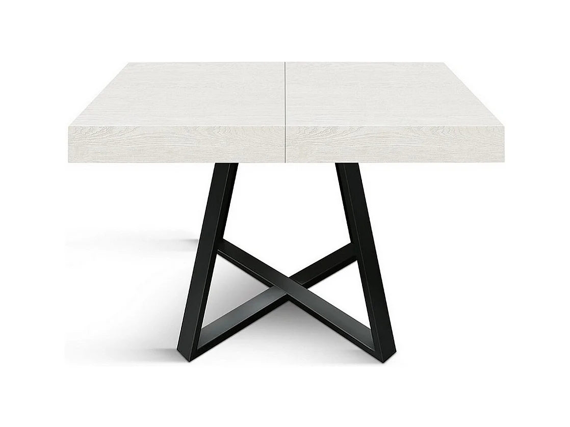 Houten tafel,essen wit, antraciet onderstel, 95x90-145x90cm - FORTE DEI MARMI