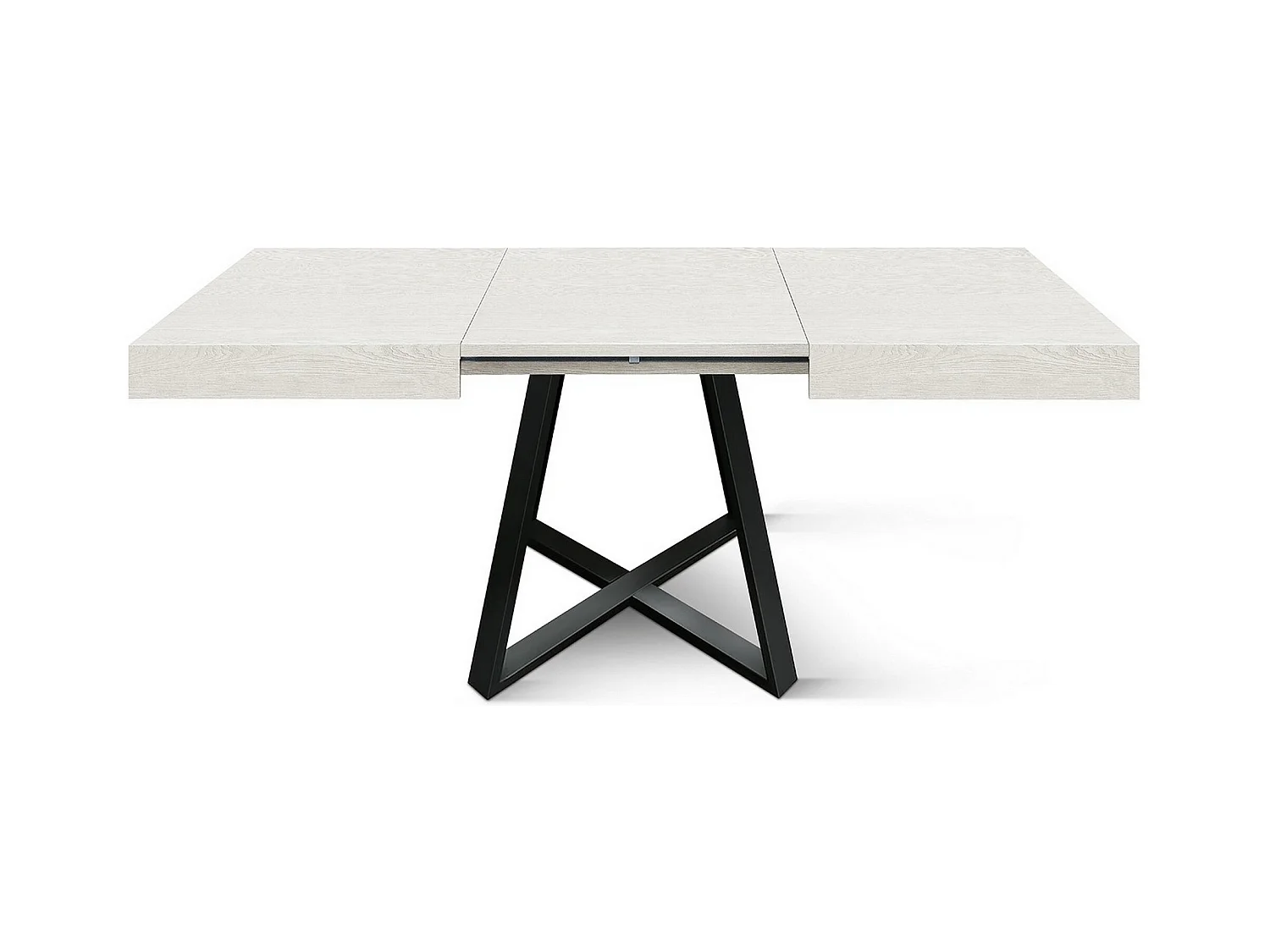 Houten tafel,essen wit, antraciet onderstel, 95x90-145x90cm - FORTE DEI MARMI