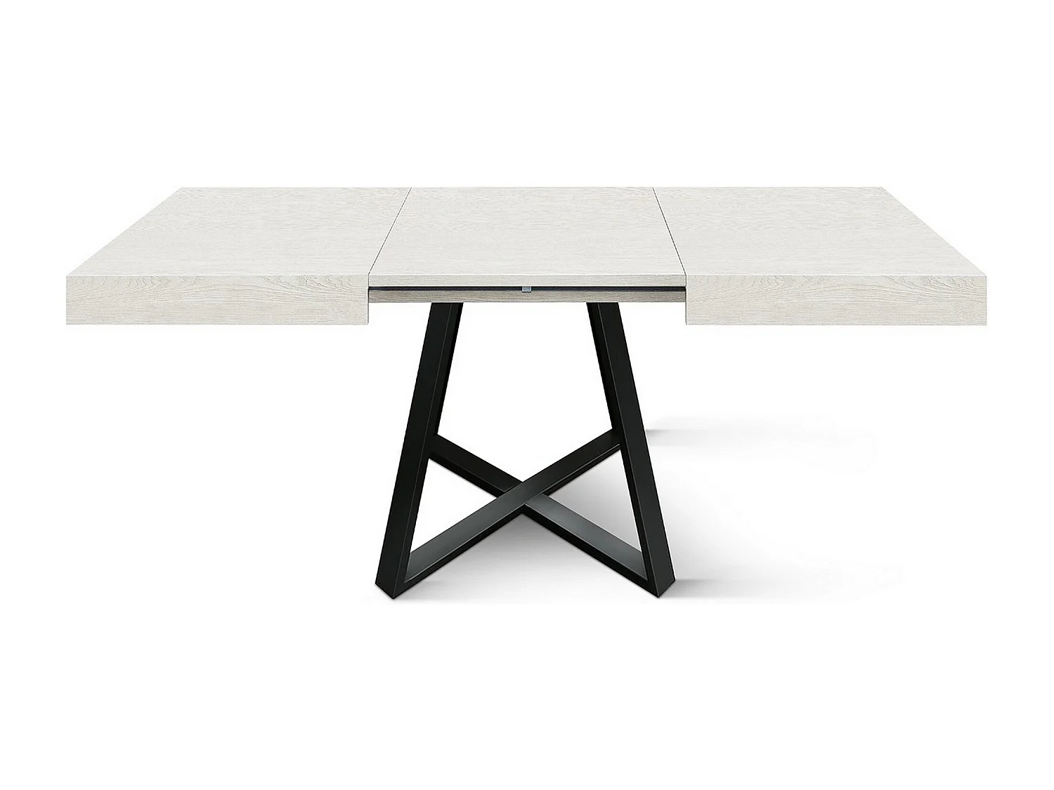 Tavolo legno,bianco frassinato,base antracite, allung. 95x90-145x90cm - FORTE DEI MARMI