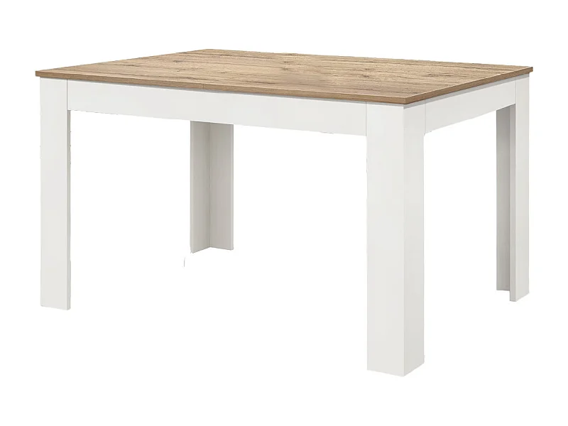 Table en bois, finition chêne, base blanche, extensible 120×80-170×80cm - LIPARI