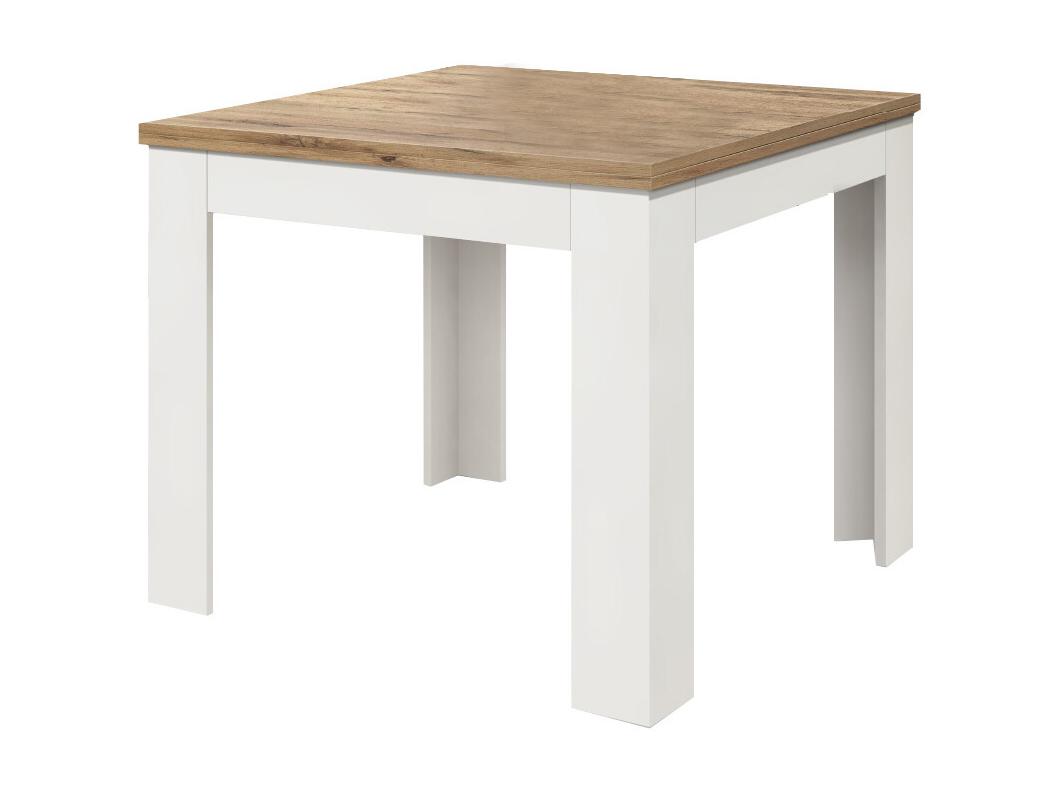 Tavolo legno finitura rovere, base bianca allungabile 90×90-180×90cm - LIPARI