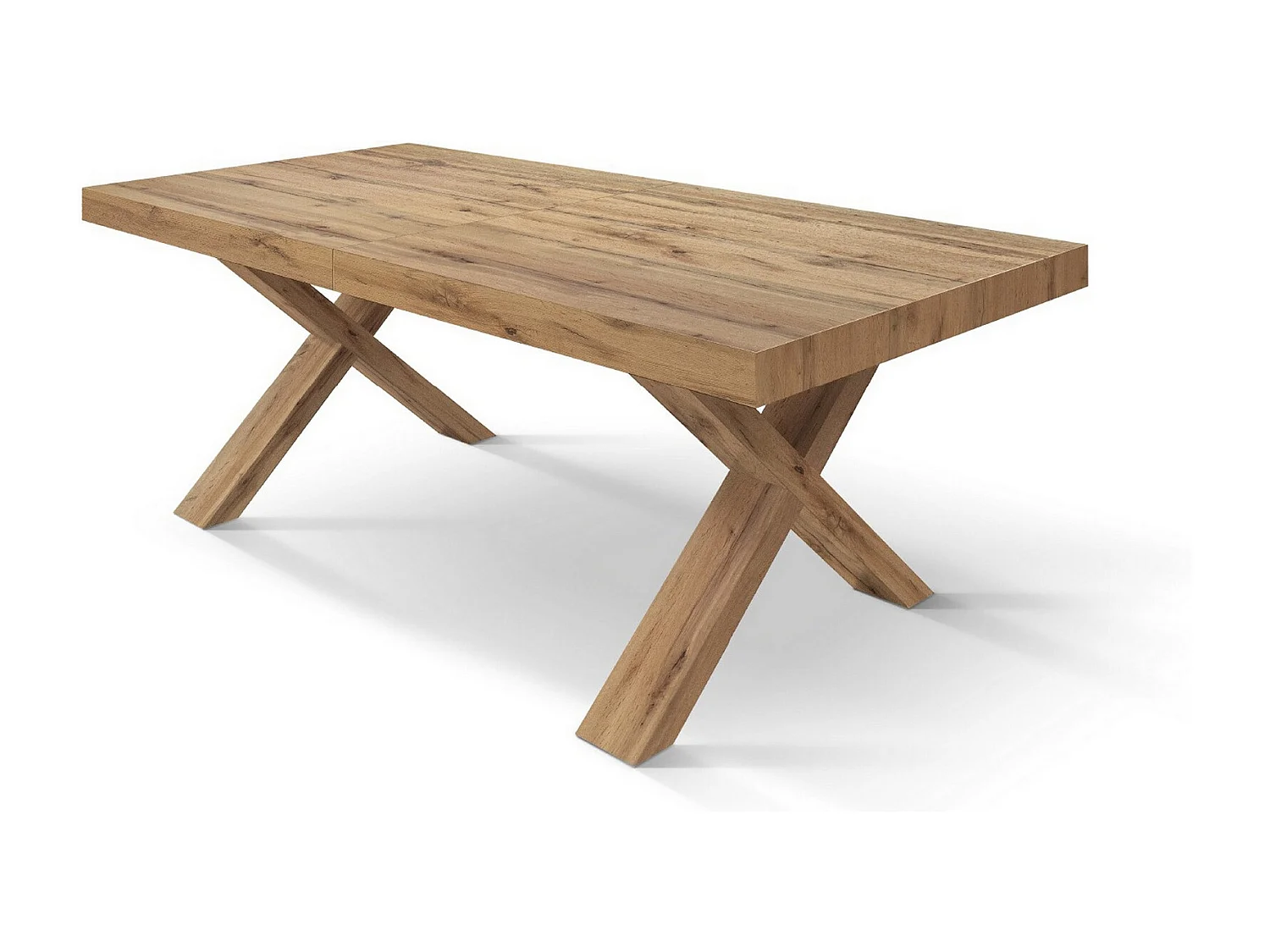 Table en bois effet chêne, pieds en chêne, ext.160x90-240x90cm - AMALFI