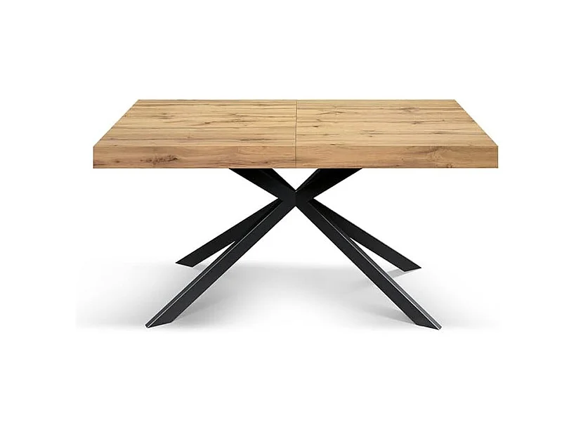 Tavolo legno, finitura rovere ,base X antracite, allungabile 140x90 - CAMAIORE