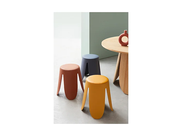 2er Set Hocker aus terrakottafarbenem Polypropylen - IMOGEN