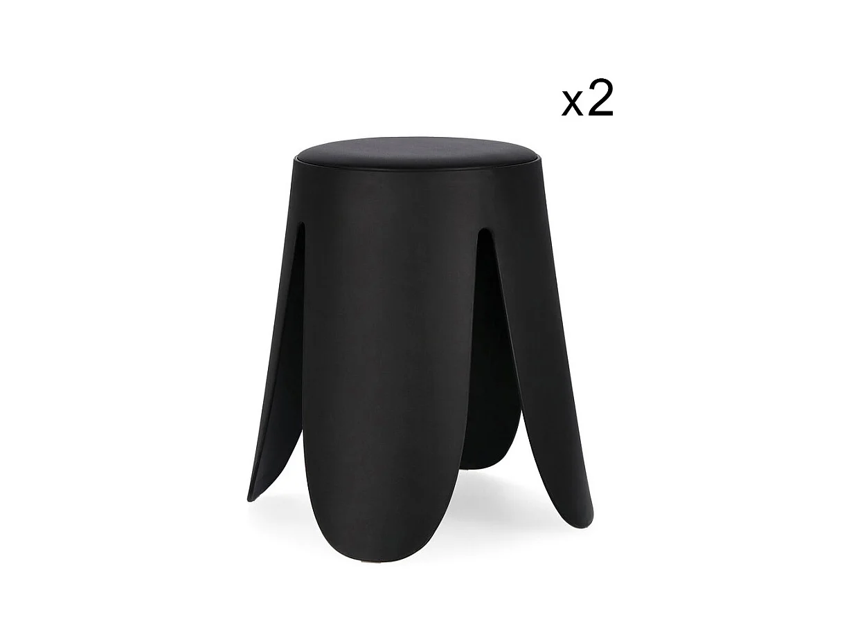 2er Set Hocker aus schwarzem Polypropylen - IMOGEN
