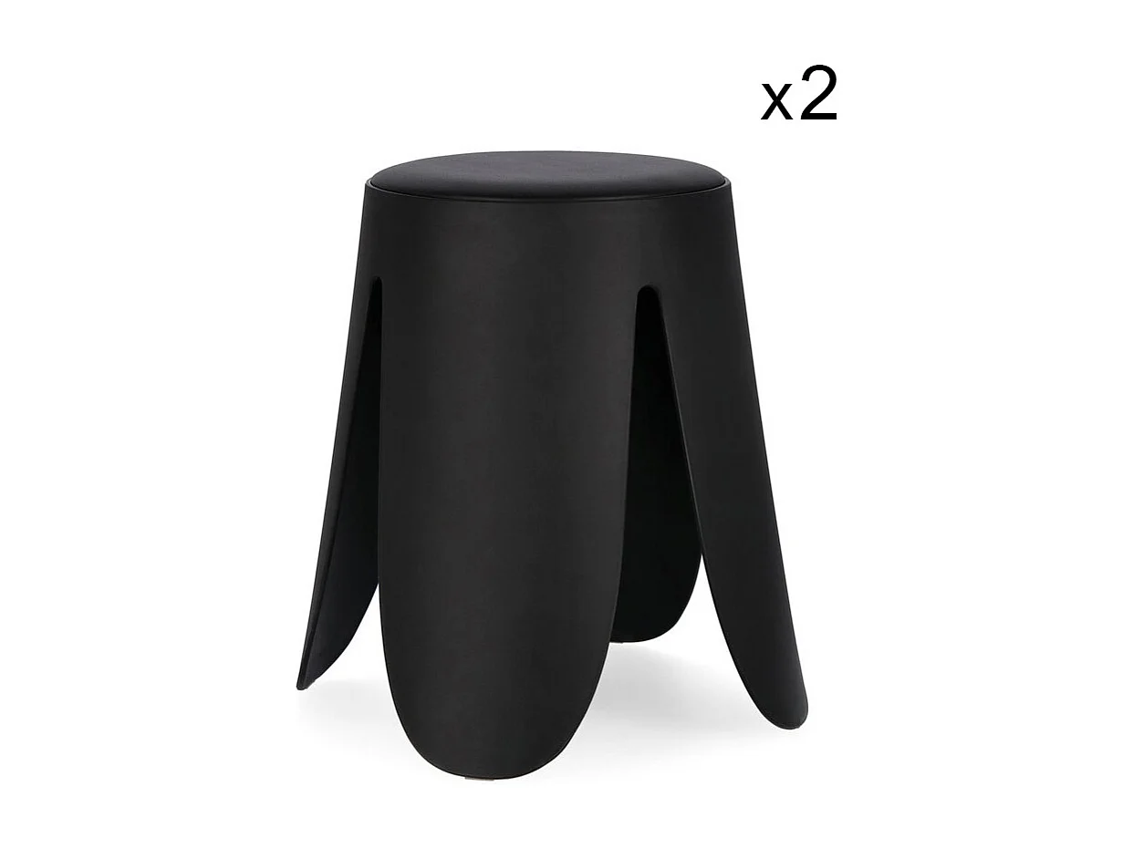 Lot de 2 tabourets en polypropylène noir - IMOGEN