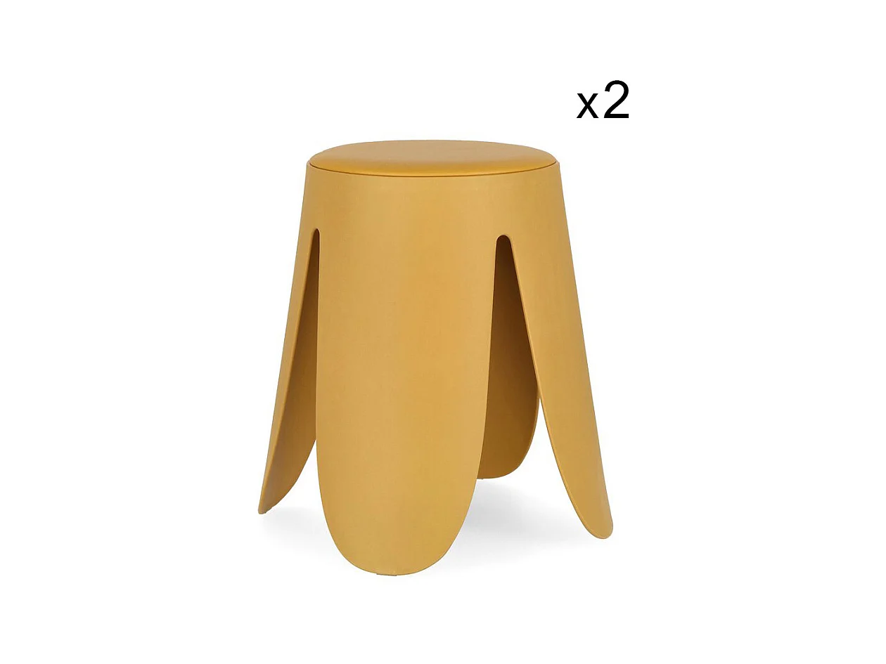 Lot de 2 tabourets en polypropylène moutarde - IMOGEN