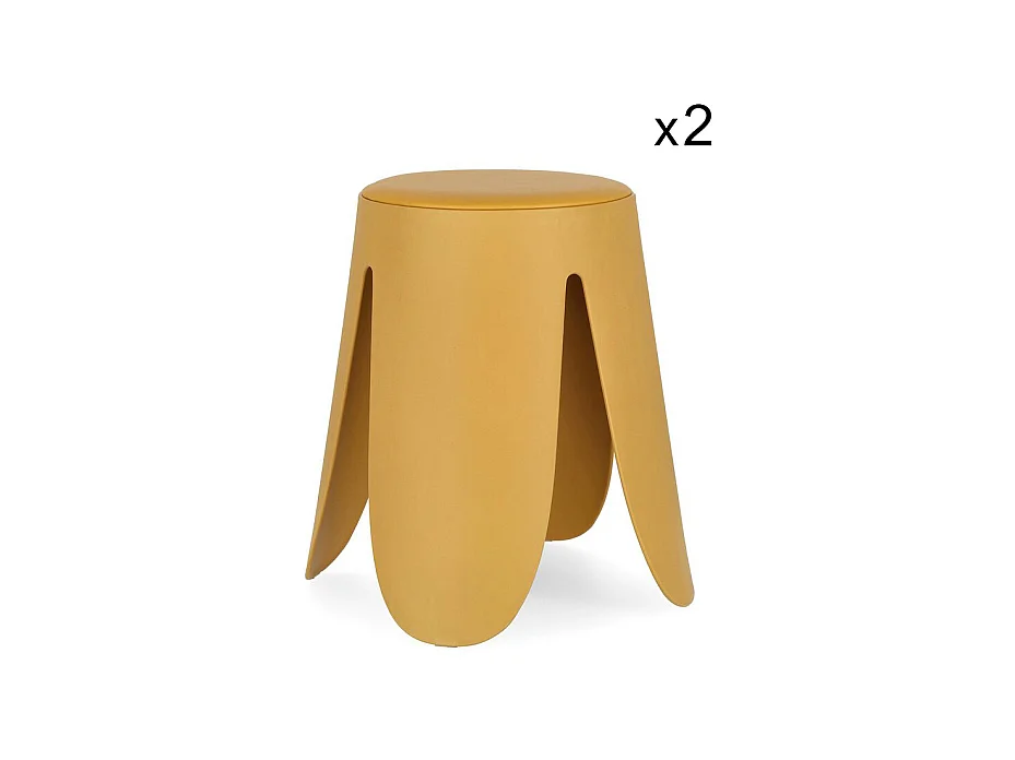 Lot de 2 tabourets en polypropylène moutarde - IMOGEN