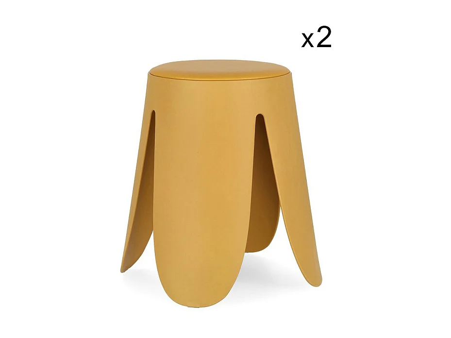 Lot de 2 tabourets en polypropylène moutarde - IMOGEN