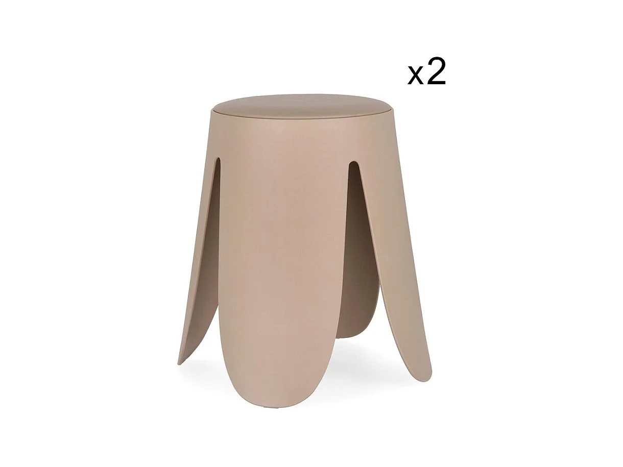 Lot de 2 tabourets en polypropylène ivoire - IMOGEN