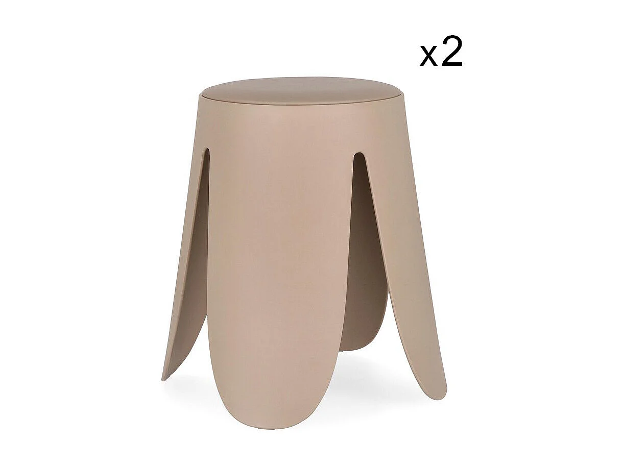 Lot de 2 tabourets en polypropylène ivoire - IMOGEN