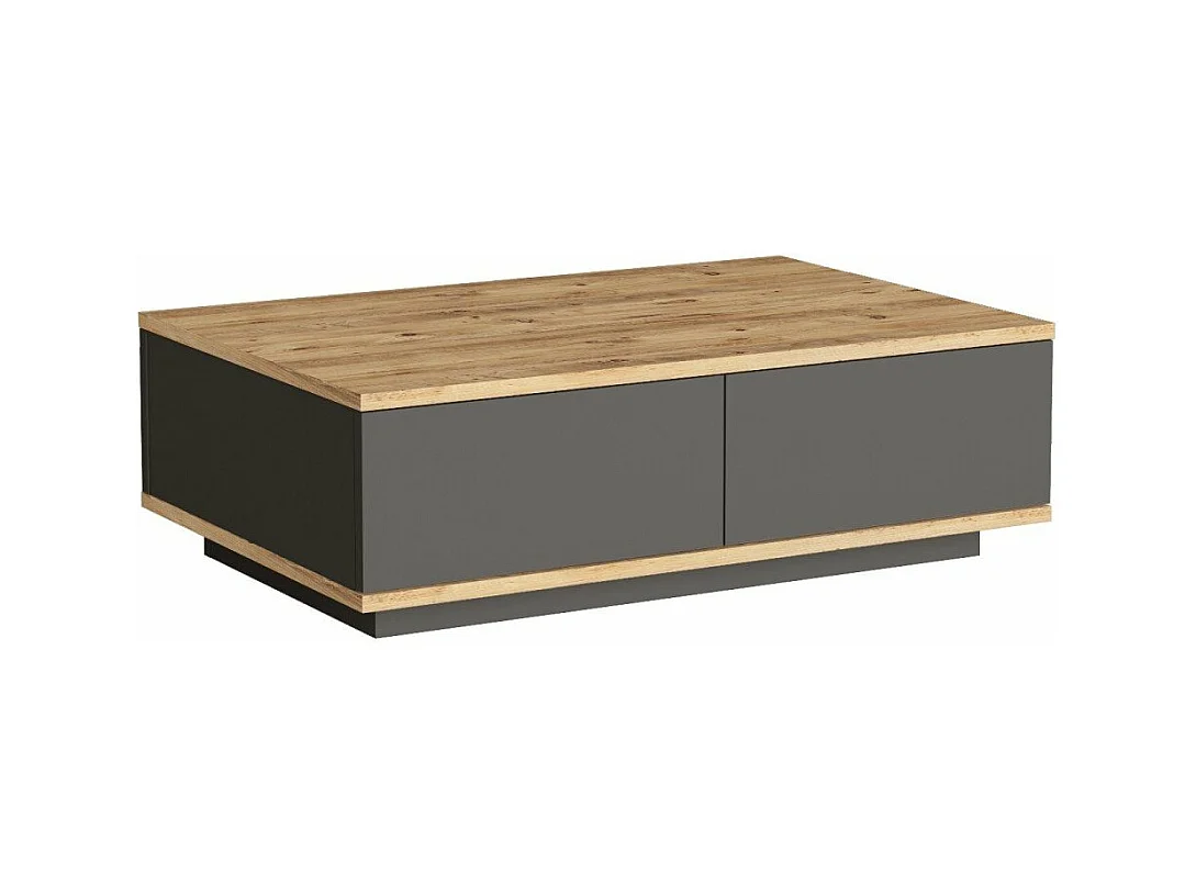 Table basse avec 2 portes rabattables décor pin et gris anthracite L90 cm