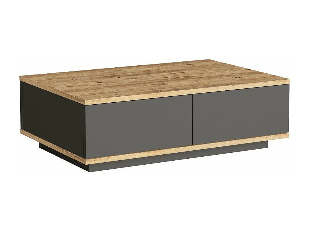 Table basse avec 2 portes rabattables décor pin et gris anthracite L90 cm