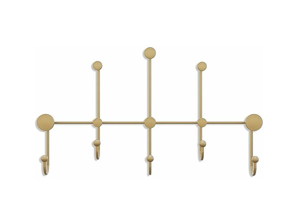 Porte manteaux mural 8 patères en métal doré H45cm - IYON
