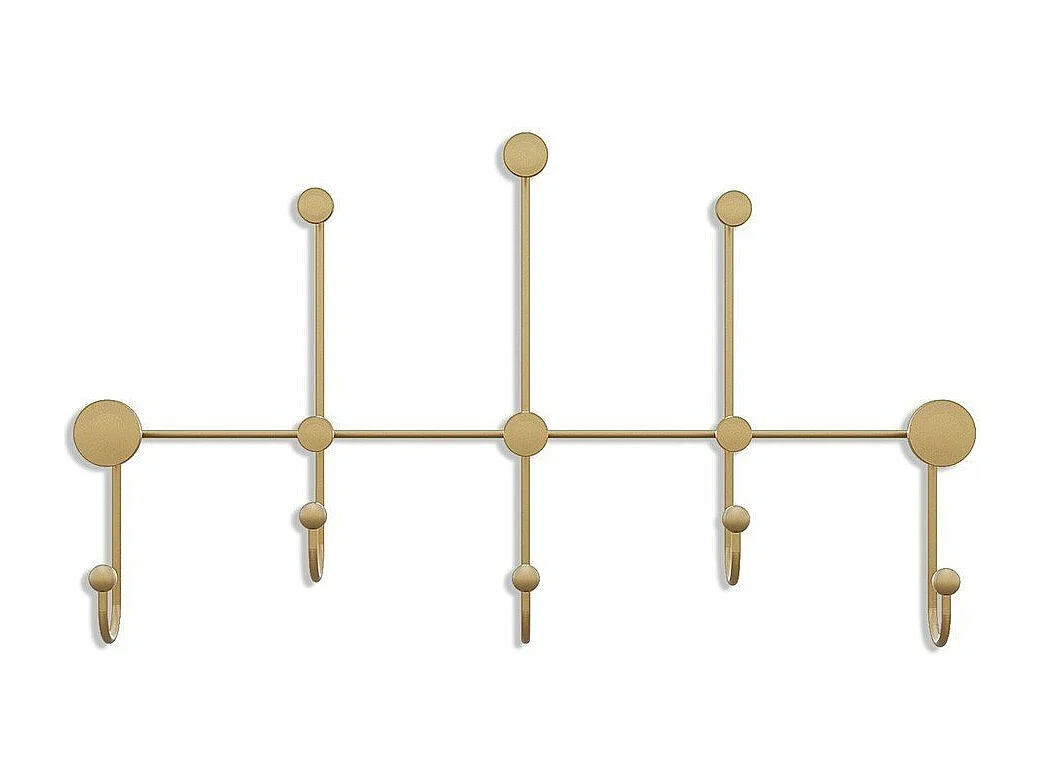 Porte manteaux mural 8 patères en métal doré H45cm - IYON