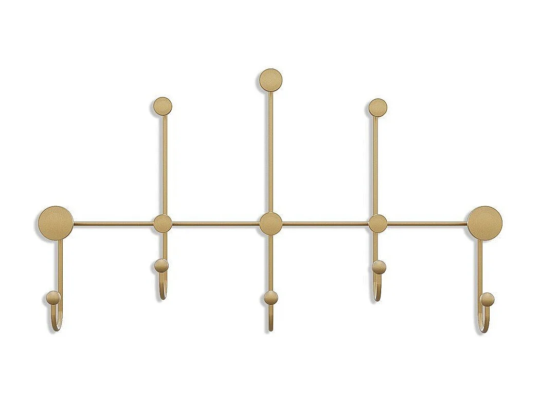Cabideiro de parede com 8 ganchos em metal dourado H45cm - IYON