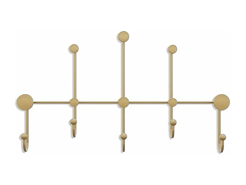 Porte manteaux mural 8 patères en métal doré H45cm - IYON
