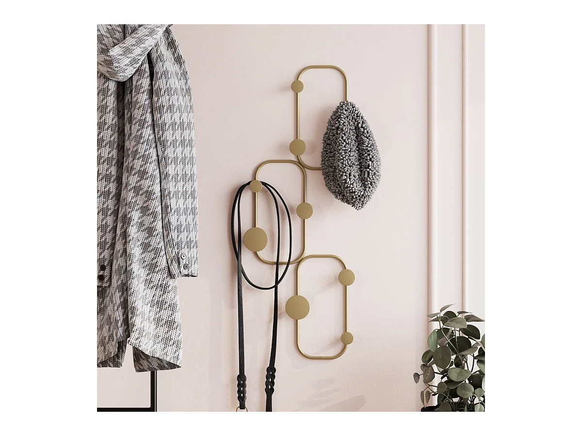 Porte manteaux mural 6 patères arrondies en métal noir H70 cm - LIZZARD