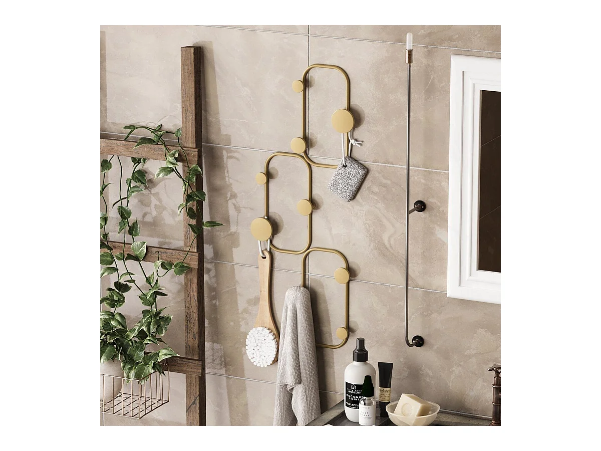 Porte manteaux mural 6 patères arrondies en métal noir H70 cm - LIZZARD