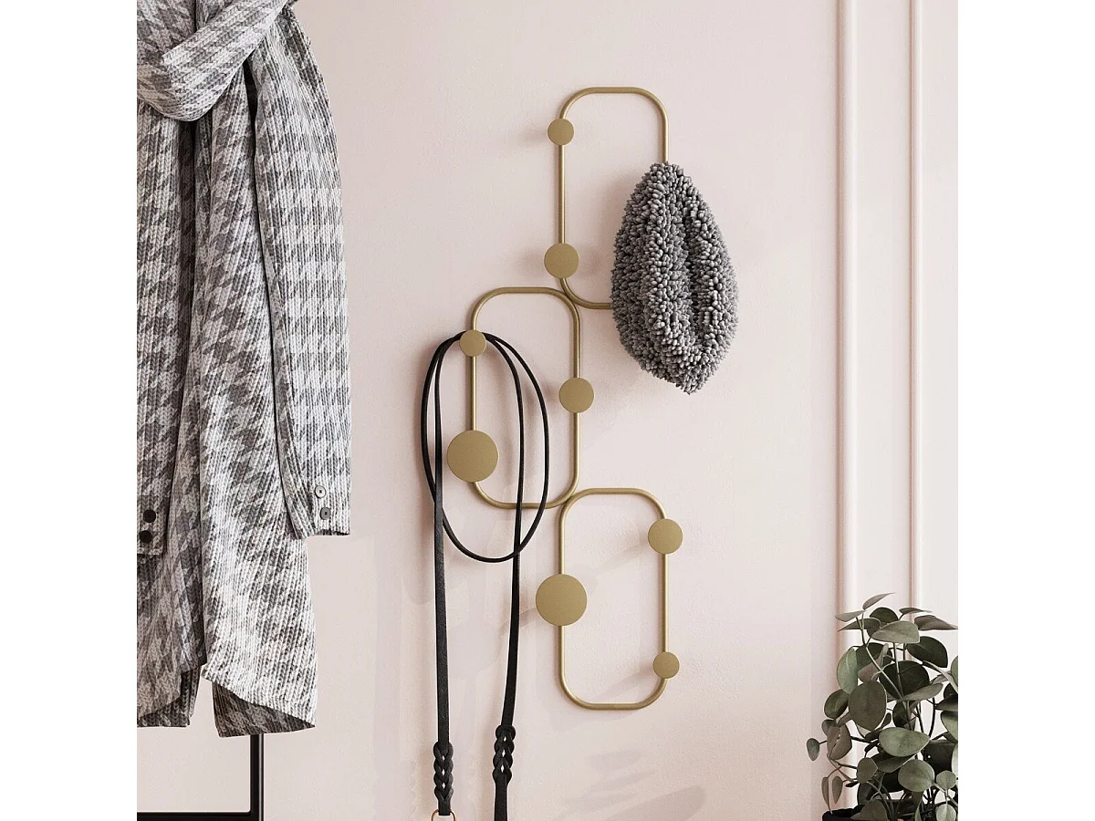 Porte manteaux mural 6 patères arrondies en métal noir H70 cm - LIZZARD