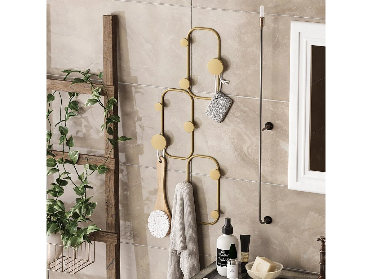 Porte manteaux mural 6 patères arrondies en métal noir H70 cm - LIZZARD