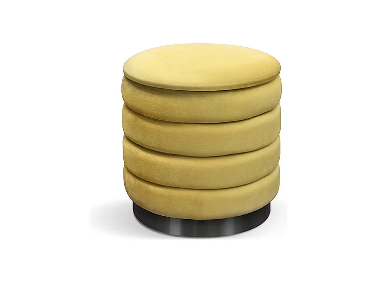 Pouf de rangement en tissu effet velours jaune - ARENDAL