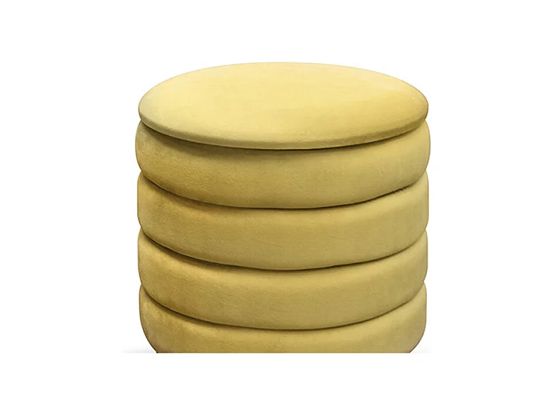 Pouf contenitore in tessuto effetto velluto giallo - ARENDAL