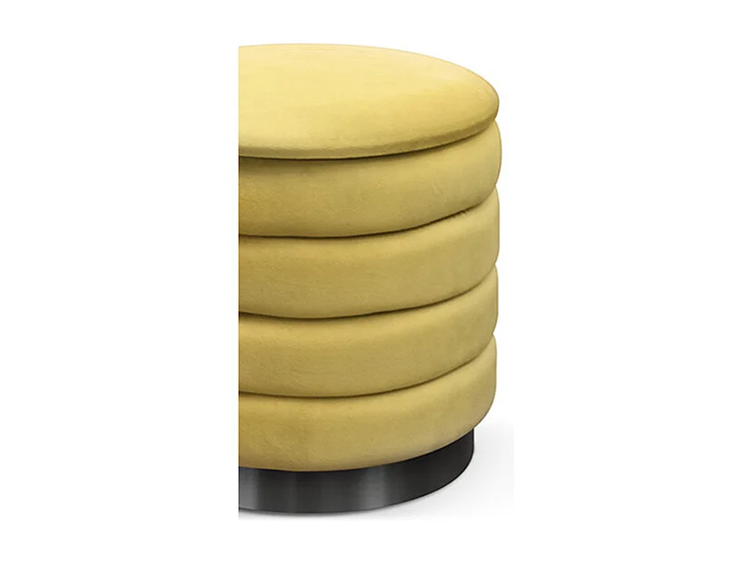 Pouf de rangement en tissu effet velours jaune - ARENDAL