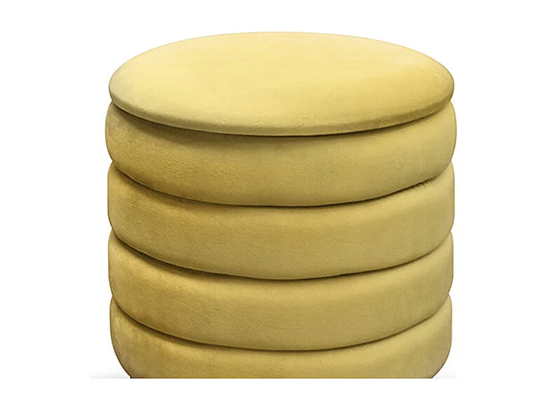 Pouf de rangement en tissu effet velours jaune - ARENDAL