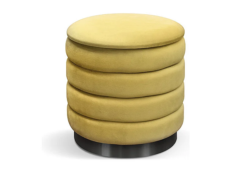 Pouf de rangement en tissu effet velours jaune - ARENDAL
