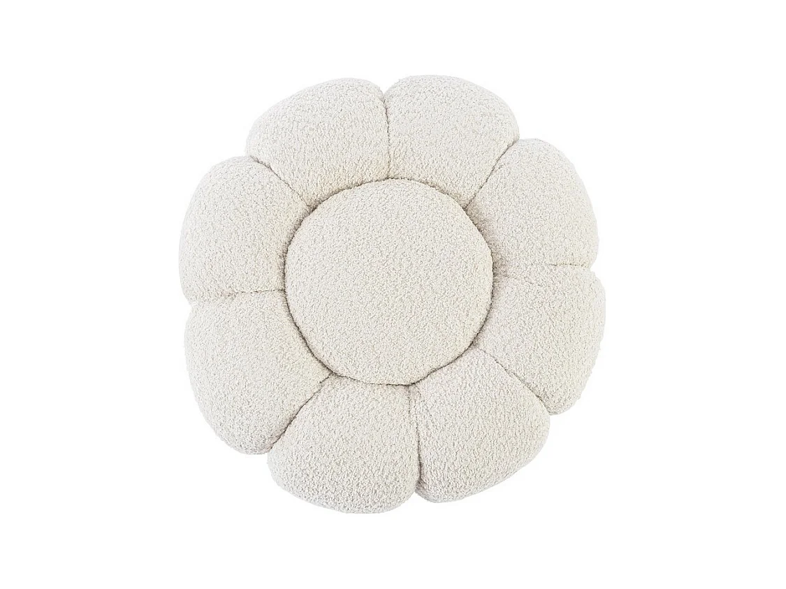 Pouf en tissu effet bouclé naturel - FLOREL