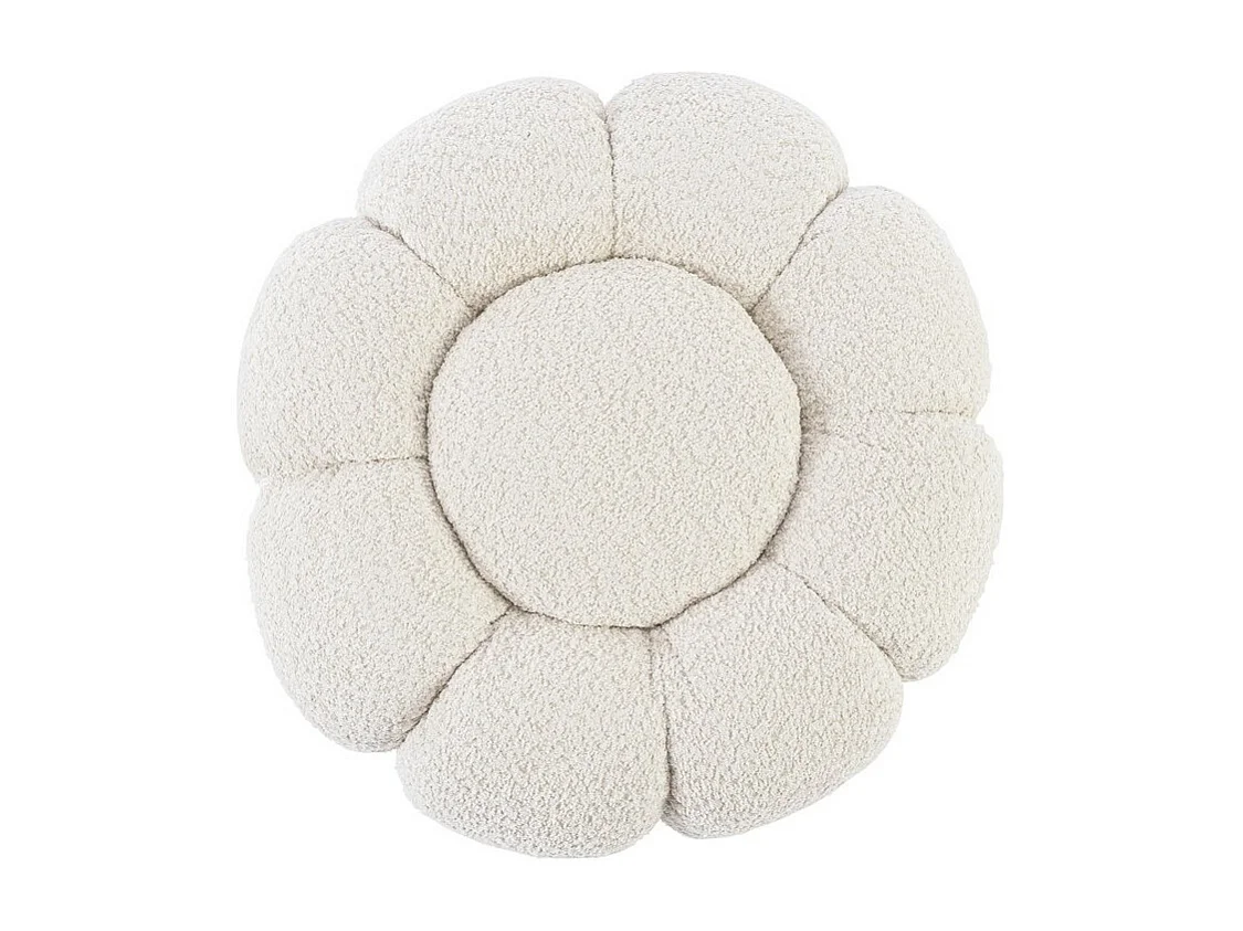 Poef van stof met bouclé-effect naturel - FLOREL