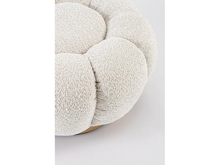 Poef van stof met bouclé-effect naturel - FLOREL