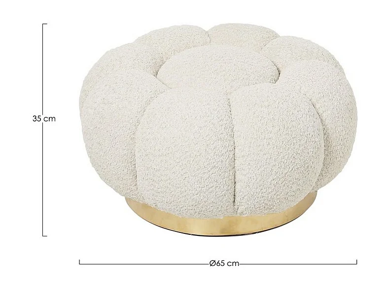 Poef van stof met bouclé-effect naturel - FLOREL