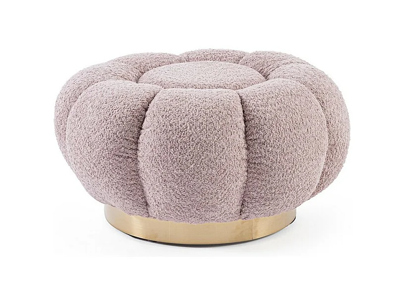 Pufa z tkaniny z efektem bouclé w kolorze antycznego różu - FLOREL