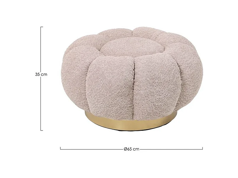 Puff de tecido com efeito bouclé rosa antigo - FLOREL