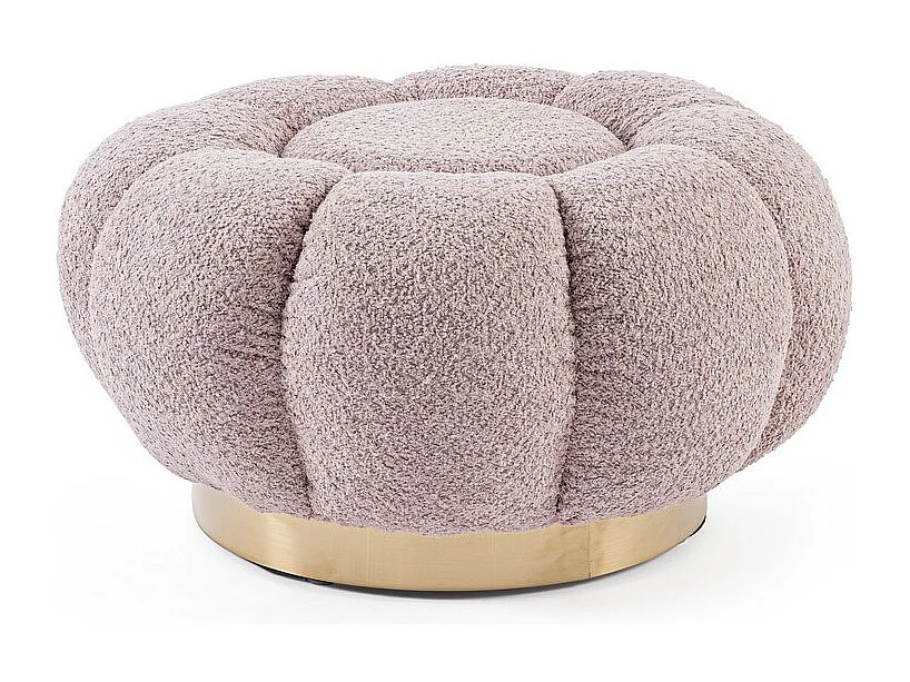 Pouf en tissu bouclé rose ancien - FLOREL