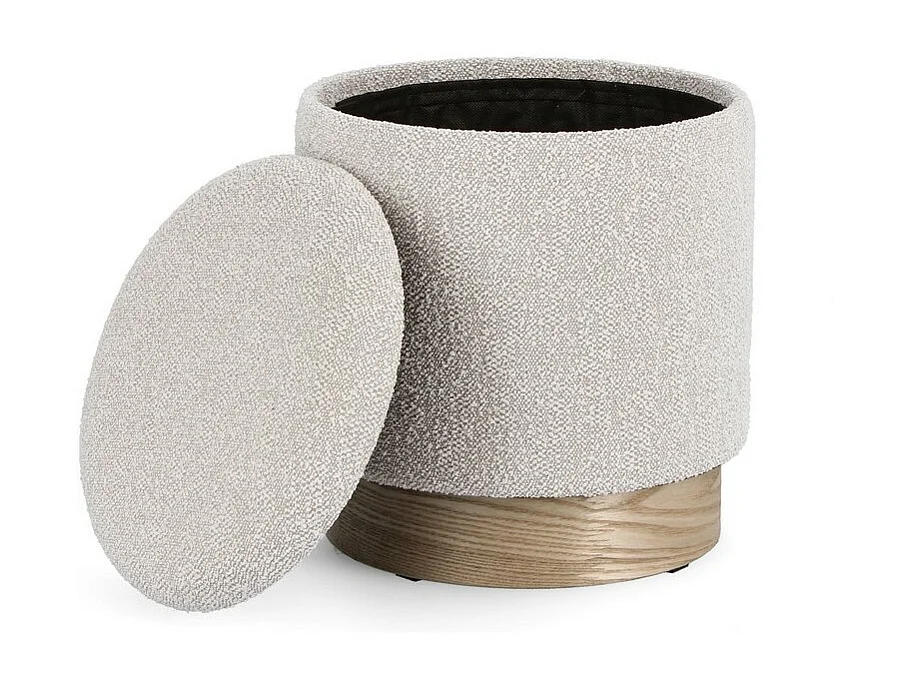 Lot de 2 poufs de rangement en bois gris clair et frêne - ZOYA