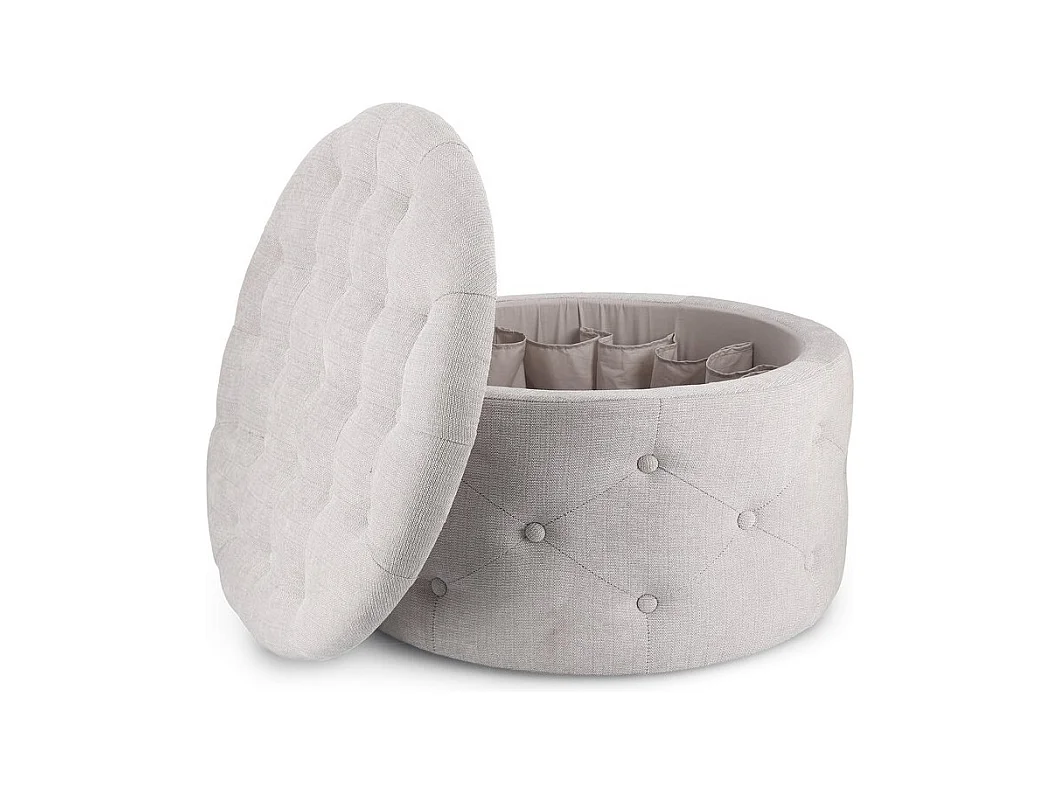 Pouf de rangement pour chaussures en tissu gris clair - ERNESTINE