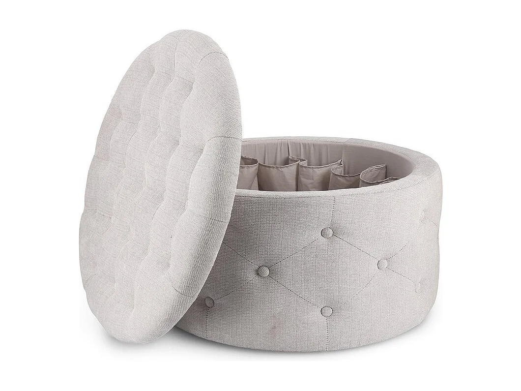Puf zapatero de tela gris claro - ERNESTINE
