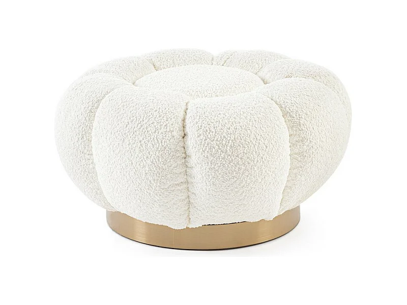 Pouf en tissu bouclé blanc - FLOREL