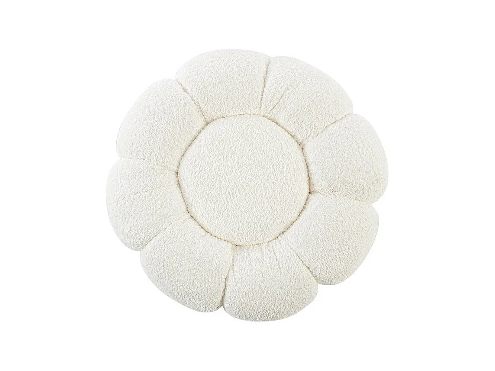 Pouf en tissu bouclé blanc - FLOREL