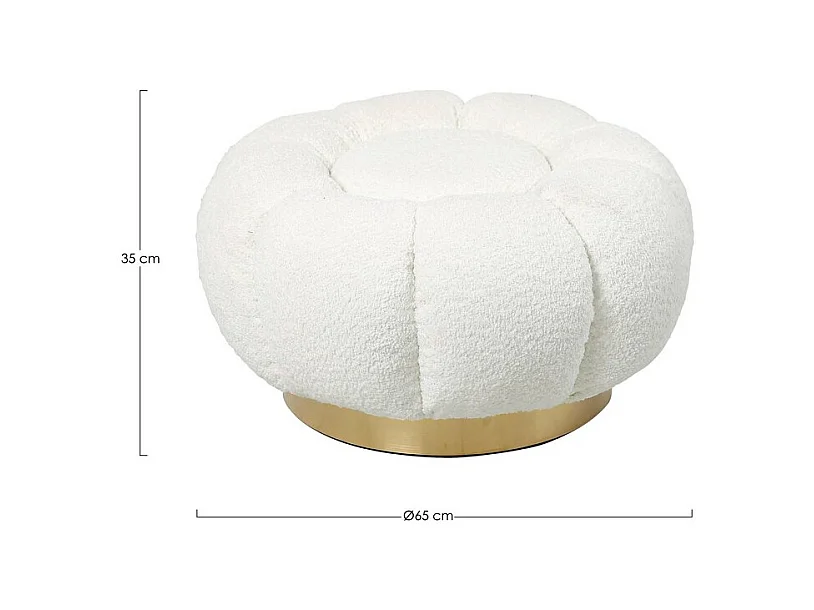 Pouf en tissu bouclé blanc - FLOREL