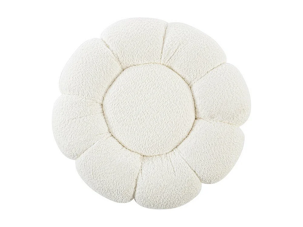Pouf en tissu bouclé blanc - FLOREL